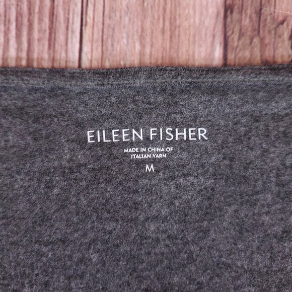 Eileen Fisher Womens Size Medium Ribbed Cowl Neck Tunic Dress 3/4 Sleeve Gray - Picture 11 of 15